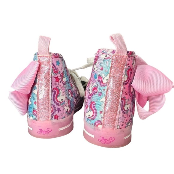 Jojo Siwa Bow High Top Glutter Unicorn Pink Sneakers Lace Up - Picture 7 of 10